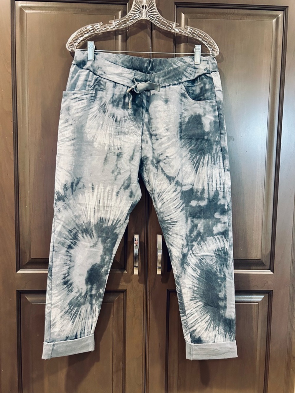 Venti6 Blue Tie-Dye Stretch Joggers, Size M